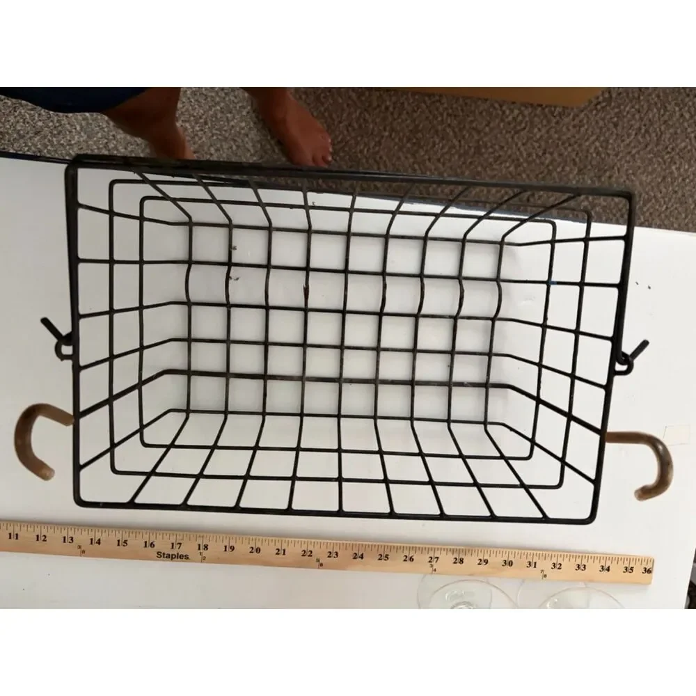 Rectangle metal basket with handle and hooks